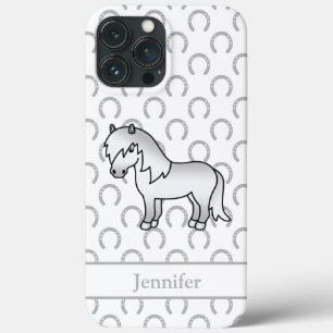 Grey Shetland Pony Cute Cartoon Illustration iPhone 13 Pro Max Case