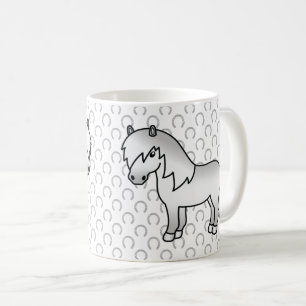 Grey Shetland Pony Cute Cartoon Illustration Coffee Mug