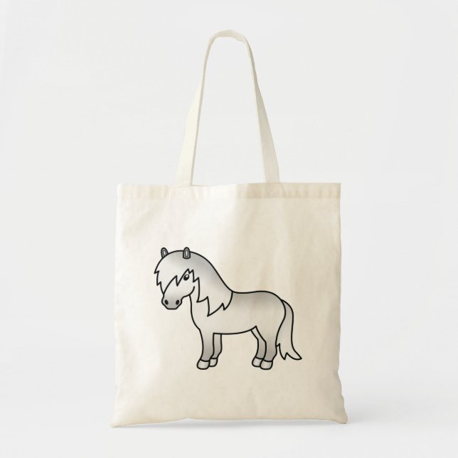 Grey Shetland Pony Cute Cartoon Illustration Tote Bag (Front)