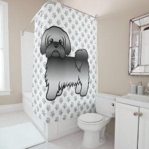 Grey Shih Tzu Cute Cartoon Dog Illustration