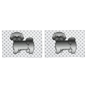 Grey Shih Tzu Cute Cartoon Dog Illustration Pillowcase