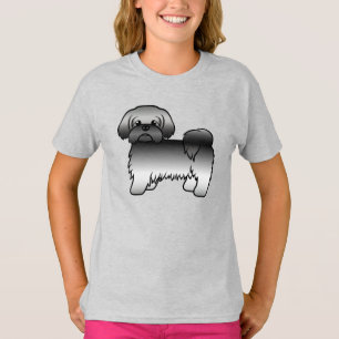 Grey Shih Tzu Cute Cartoon Dog Illustration T-Shirt