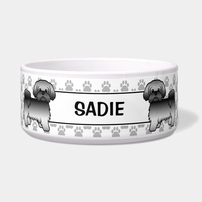 Grey Shih Tzu Cute Dog With Paws & Name (Front)