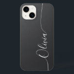 Grey Shimmer Elegant Calligraphy Script Name Case-Mate iPhone 14 Case<br><div class="desc">Grey Shimmer White Elegant Calligraphy Script Custom Personalized Name iPhone 14 Smart Phone Cases features a modern and trendy simple and stylish design with your personalized name in elegant hand written calligraphy script typography on a metallic grey shimmer background. Designed by ©Evco Studio www.zazzle.com/store/evcostudio</div>