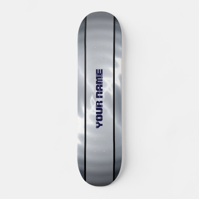 Grey Shiny Stainless Steel Metal 4 Skateboard (Front)