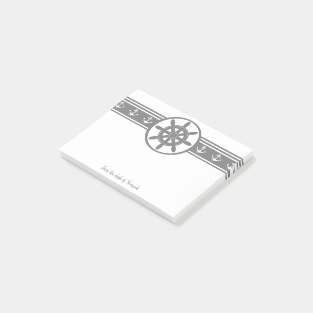 Grey Ships Wheel Personalized Notes (Angled)