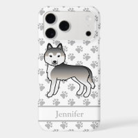 Grey Siberian Husky Cartoon Dog & Name