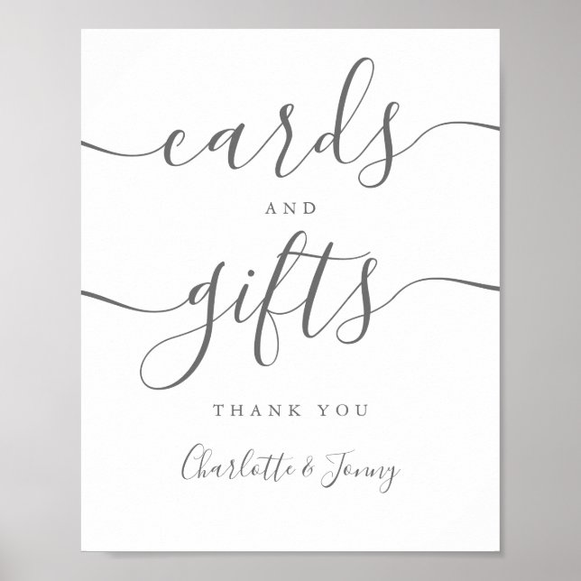 Grey Signature Script Cards And Gifts Sign (Front)