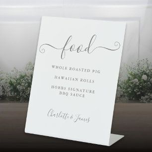 Grey Signature Script Food Menu Pedestal Sign