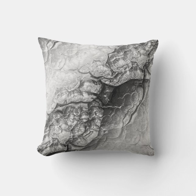 Grey & Silver Abstract Textured Pattern Throw Pillow (Front)