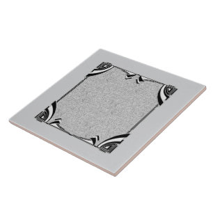 Grey/Silver and Black Style Art Deco Ceramic Tile. Tile