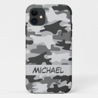Grey Silver Camo Camouflage Personalized Name