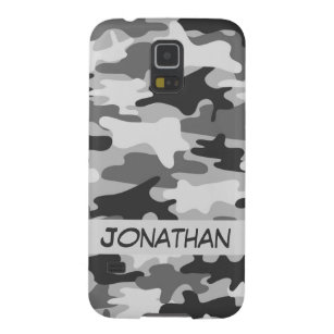 Grey Silver Camo Camouflage Personalized Name Case For Galaxy S5