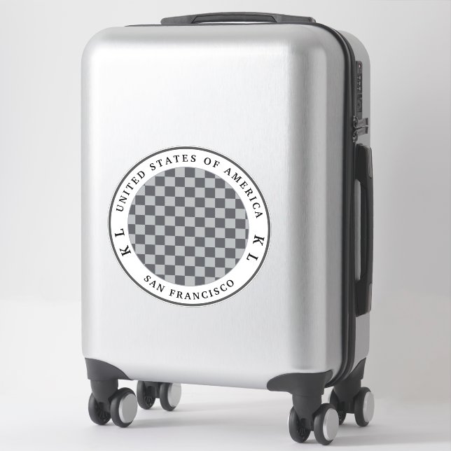 Grey & Silver Chequerboard for Vacation  Sticker (Suitcase)
