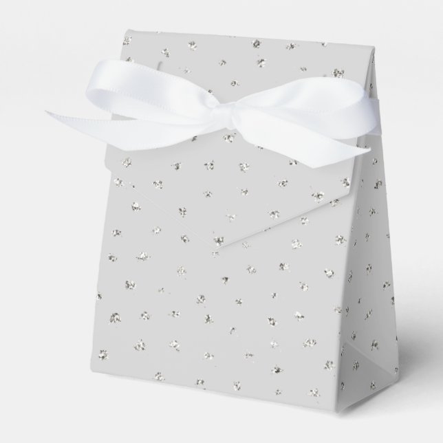 Grey Silver Confetti Baby Shower Favor Box (Front Side)