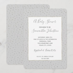 Grey Silver Confetti Baby Shower Invitation