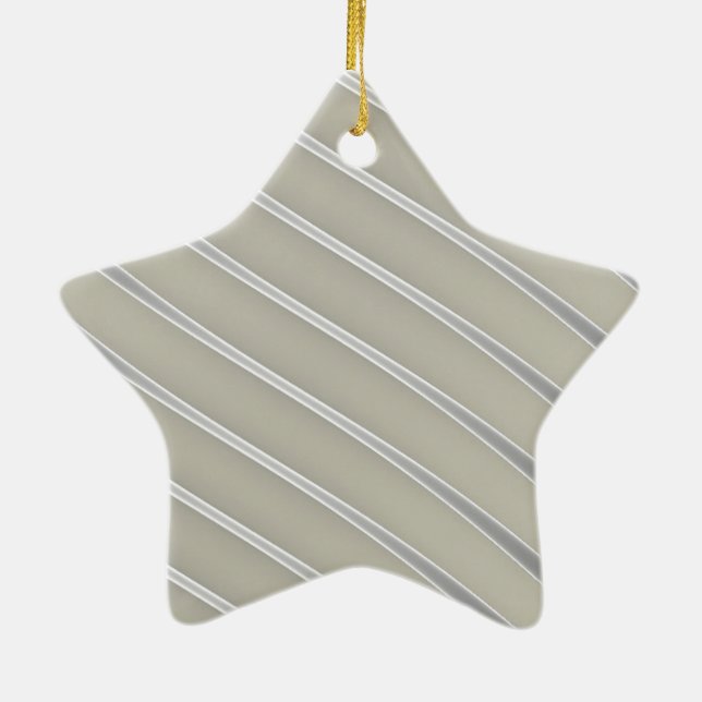 Grey Silver Curved Lines Chic abstract flow Ceramic Ornament (Back)