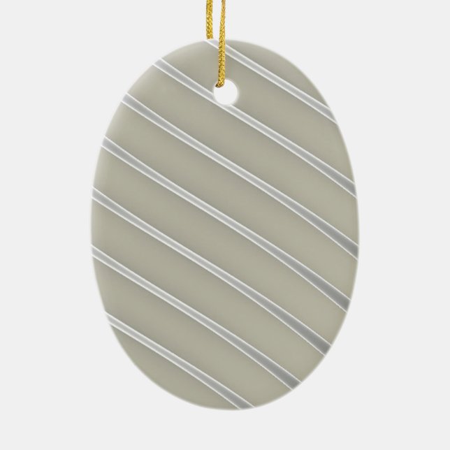 Grey Silver Curved Lines Chic abstract flow Ceramic Ornament (Back)