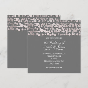 Grey Silver Dots Elegant Glam Wedding Invitations