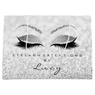 Grey Silver Eyes Lashes Makeup Glitter Grey Ombre Large Gift Bag
