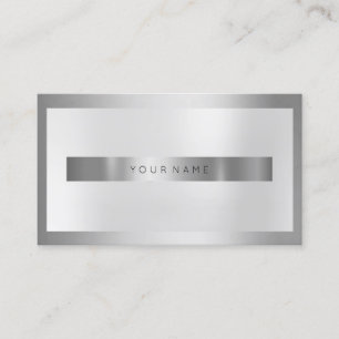 Grey Silver Glass Frame Metallic MInimal Minimal Business Card