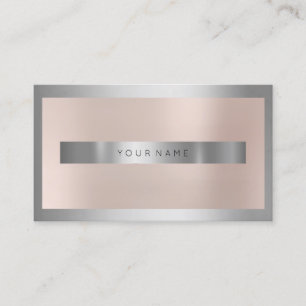 Grey Silver Glass Frame Metallic Minimal Pink Business Card