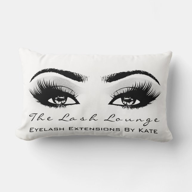 Grey Silver Glitter Spa Makeup Lashes Beauty Lumbar Pillow (Front)