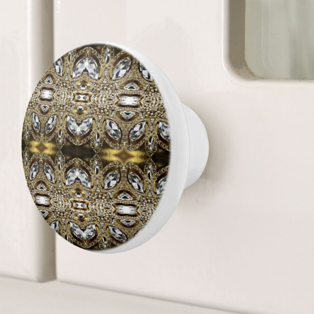 grey silver gold and black art deco pattern ceramic knob (grey silver gold and black art deco pattern ceramic knob)