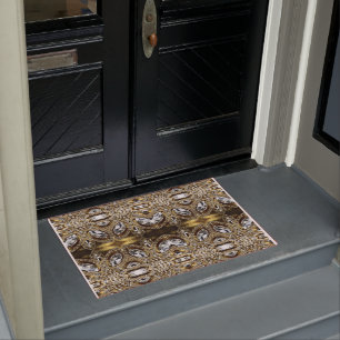 grey silver gold and black art deco pattern doormat