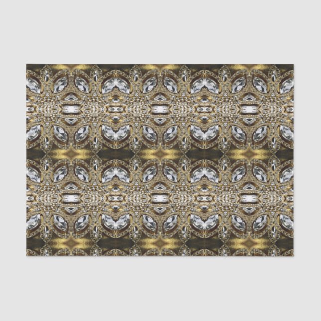 grey silver gold and black art deco pattern tissue paper (Front)
