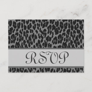 Grey Silver Leopard Print RSVP Wedding Response