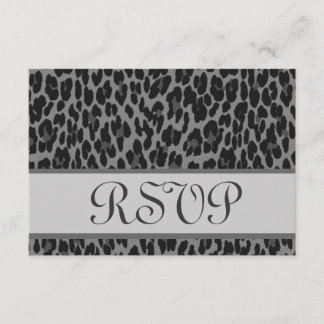 Grey Silver Leopard Print RSVP Wedding Response