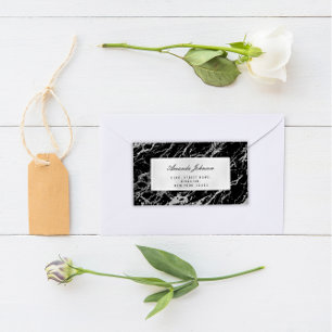 Grey Silver Marble Abstract Elegant Black RSVP