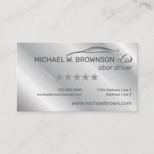 Grey Silver Minimal Driver car auto Business Card