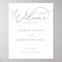 Grey Silver Minimalist Welcome to Our Wedding Sign