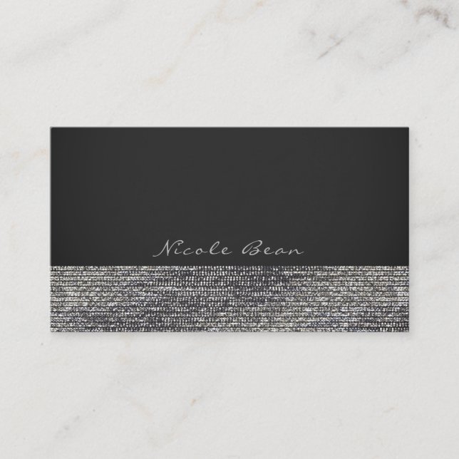Grey & Silver Modern Glam Sequins Chic Elegant Business Card (Front)