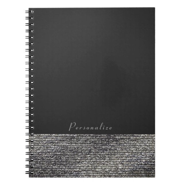 Grey & Silver Modern Glam Sequins Chic Elegant Notebook (Front)