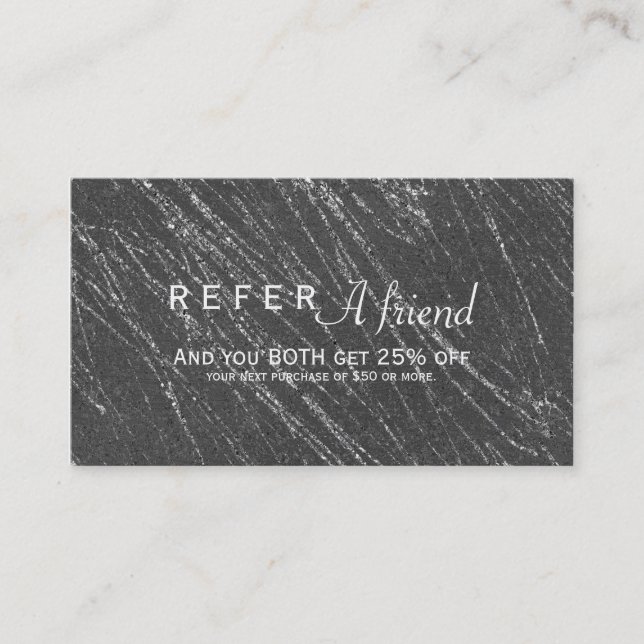 Grey & Silver Modern Marble Stripe Salon Referral (Front)
