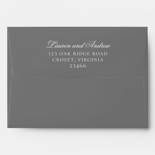 Grey Silver Modern Minimalist Solid Colour Envelop Envelope (Back (Top Flap))