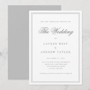 Grey Silver Modern Minimalist The Wedding of Invit Invitation