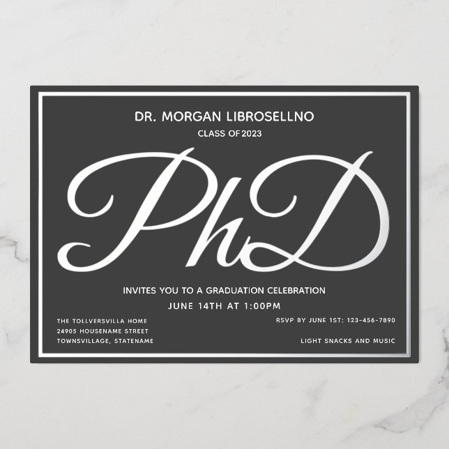 Grey Silver PhD Graduation (Front)