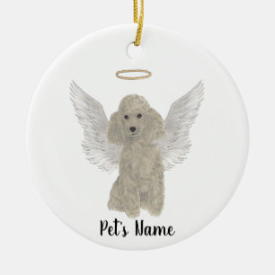 Grey Silver Poodle Sympathy Memorial Ceramic Ornament