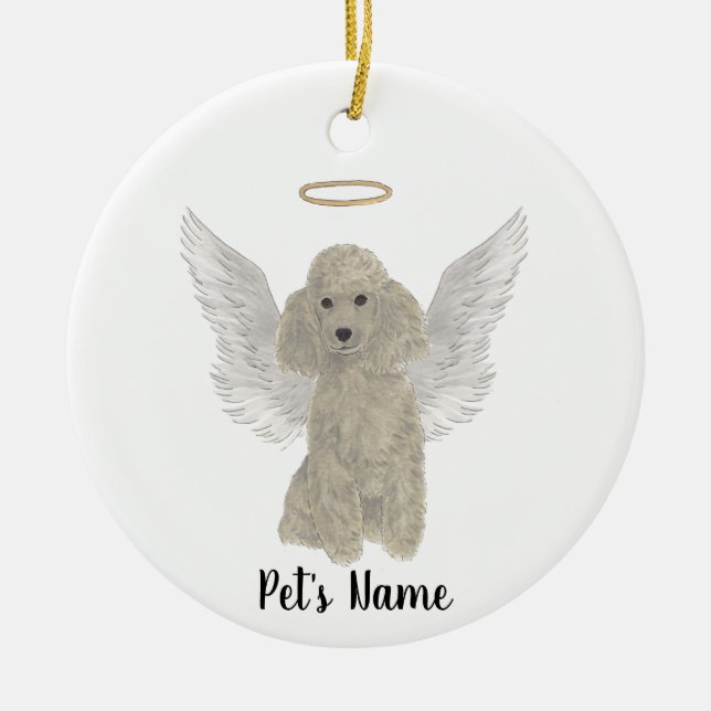 Grey Silver Poodle Sympathy Memorial Ceramic Ornament (Front)