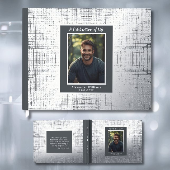 Grey Silver Real Foil Funeral Guest Books Texture (Creator Uploaded)
