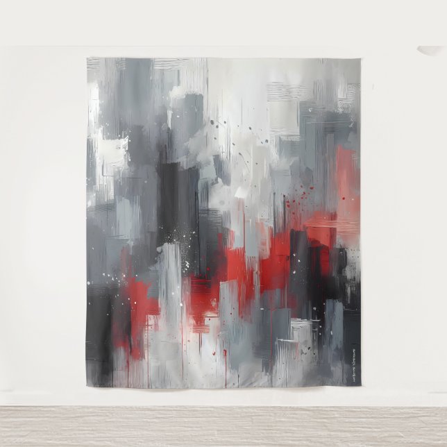 Grey, Silver & Red Tapestry (Front)