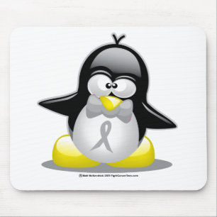 Grey/Silver Ribbon Penguin Mouse Pad