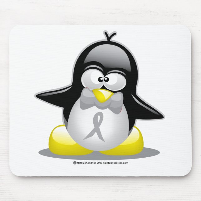 Grey/Silver Ribbon Penguin Mouse Pad (Front)