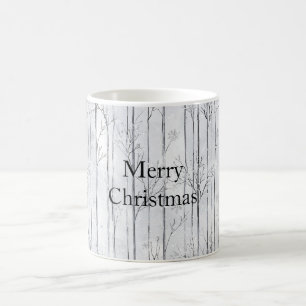 Grey Silver Snowflake Trees Christmas Coffee Mug