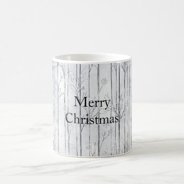 Grey Silver Snowflake Trees Christmas Coffee Mug (Center)