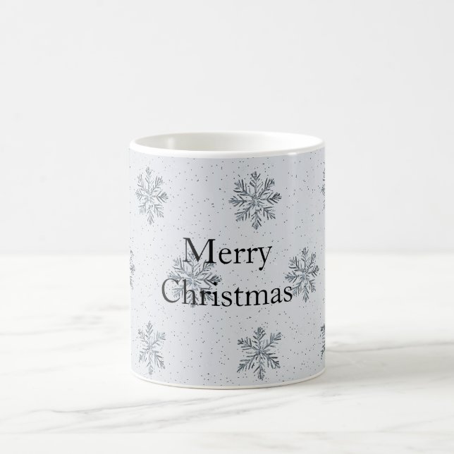 Grey Silver Snowflakes Christmas Coffee Mug (Center)